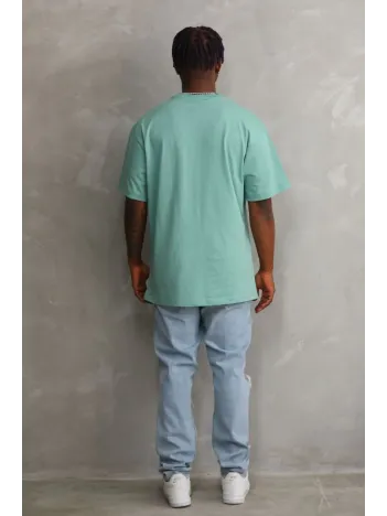 Erkek Baskılı T-shirt Kısa Kol Bisiklet Yaka Rahat Kalıp Tişört - Mint Yeşili
