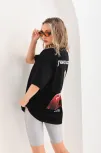 Unisex Baskılı Oversize T-shirt - Siyah