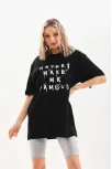 Unisex Baskılı Oversize T-shirt - Siyah