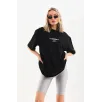 Unisex Baskılı Oversize T-Shirt - Siyah