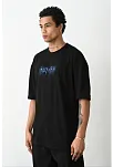 Unisex Baskılı Oversize T-shirt - Siyah
