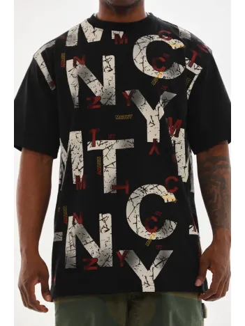 Unisex Baskılı Oversize T-Shirt - Siyah Unisex Baskılı Oversize T-Shirt - Siyah