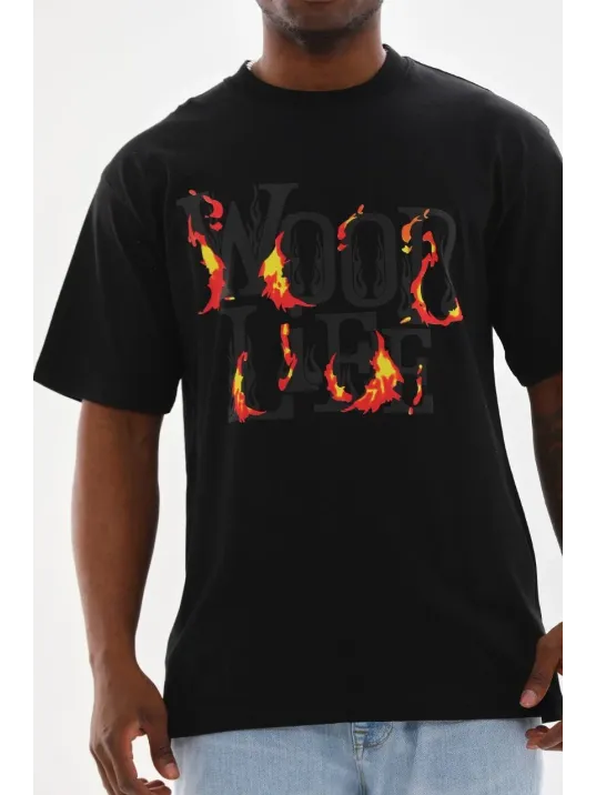 Unisex Baskılı Oversize T-Shirt - Siyah Unisex Baskılı Oversize T-Shirt - Siyah