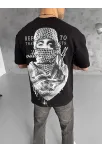 Unisex Baskılı Oversize T-shirt - Siyah
