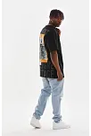 Unisex Baskılı Oversize T-shirt - Siyah