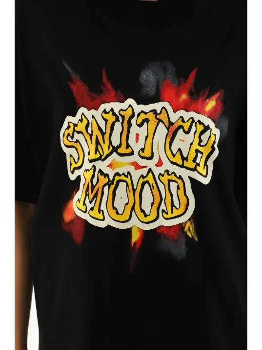 Unisex Baskılı Oversize T-Shirt - Siyah Unisex Baskılı Oversize T-Shirt - Siyah