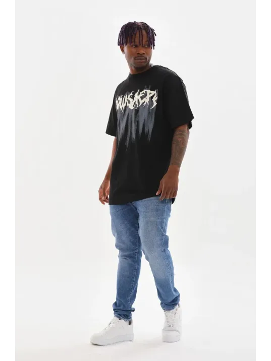 Unisex Baskılı Oversize T-Shirt - Siyah Unisex Baskılı Oversize T-Shirt - Siyah
