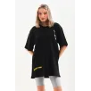 Unisex Baskılı Oversize T-Shirt - Siyah
