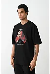 Unisex Baskılı Oversize T-shirt - Siyah
