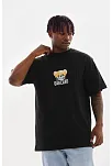 Unisex Baskılı Oversize T-shirt - Siyah