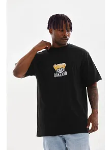 Unisex Baskılı Oversize T-shirt - Siyah