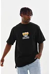 Unisex Baskılı Oversize T-shirt - Siyah