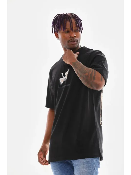 Unisex Baskılı Oversize T-Shirt - Siyah Unisex Baskılı Oversize T-Shirt - Siyah