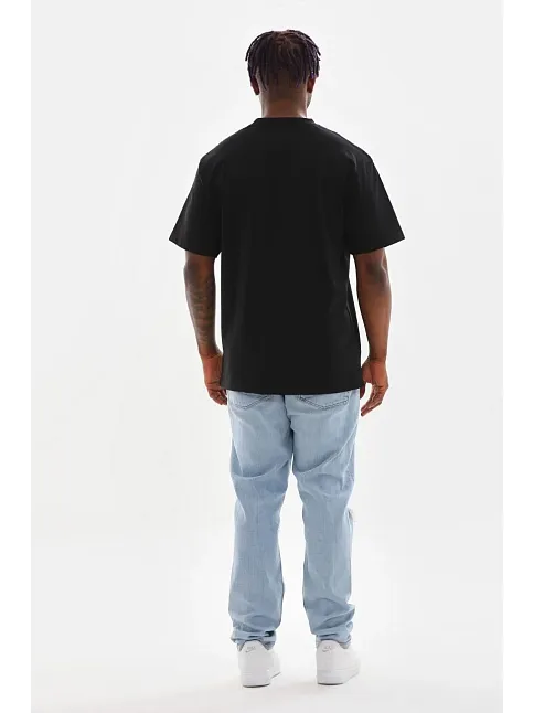 Unisex Baskılı Oversize T-shirt - Siyah