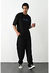 Unisex Baskılı Oversize T-shirt - Siyah
