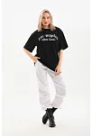 Unisex Baskılı Oversize T-shirt - Siyah