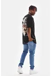 Unisex Baskılı Oversize T-shirt - Siyah