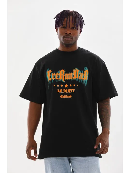 Unisex Baskılı Oversize T-Shirt - Siyah Unisex Baskılı Oversize T-Shirt - Siyah