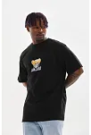 Unisex Baskılı Oversize T-shirt - Siyah