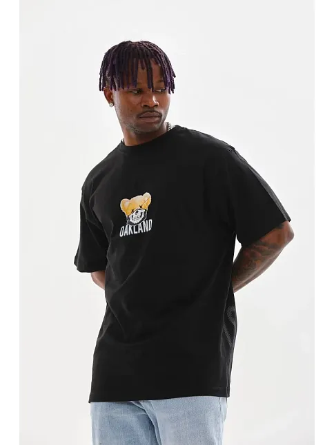 Unisex Baskılı Oversize T-shirt - Siyah