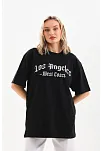 Unisex Baskılı Oversize T-shirt - Siyah