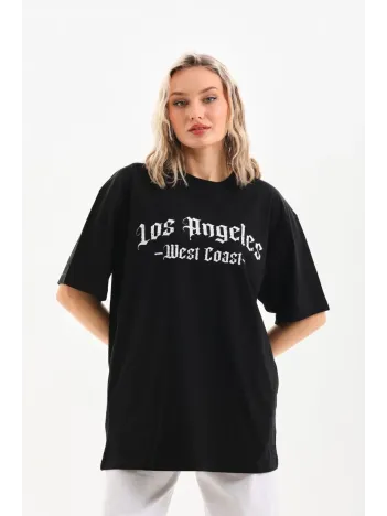 Unisex Baskılı Oversize T-Shirt - Siyah Unisex Baskılı Oversize T-Shirt - Siyah