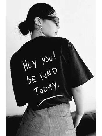 Unisex Baskılı Oversize T-Shirt - Siyah Unisex Baskılı Oversize T-Shirt - Siyah