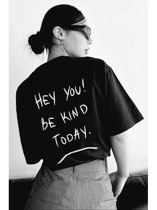 Unisex Baskılı Oversize T-Shirt - Siyah Unisex Baskılı Oversize T-Shirt - Siyah