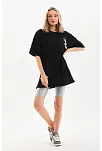 Unisex Baskılı Oversize T-shirt - Siyah
