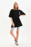 Unisex Baskılı Oversize T-shirt - Siyah