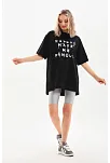 Unisex Baskılı Oversize T-shirt - Siyah