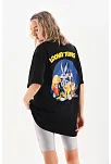 Unisex Baskılı Oversize T-shirt - Siyah