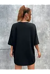 Unisex Baskılı Oversize T-shirt - Siyah