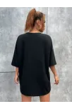 Unisex Baskılı Oversize T-shirt - Siyah