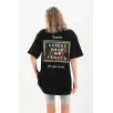 Unisex Baskılı Oversize T-Shirt - Siyah