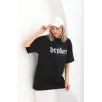 Unisex Baskılı Oversize T-Shirt - Siyah