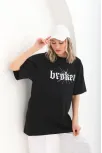 Unisex Baskılı Oversize T-shirt - Siyah