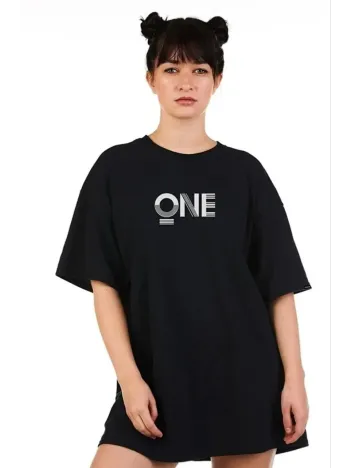 Unisex Baskılı Oversize T-Shirt - Siyah Unisex Baskılı Oversize T-Shirt - Siyah