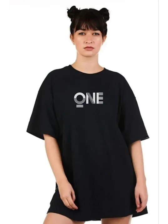 Unisex Baskılı Oversize T-Shirt - Siyah Unisex Baskılı Oversize T-Shirt - Siyah