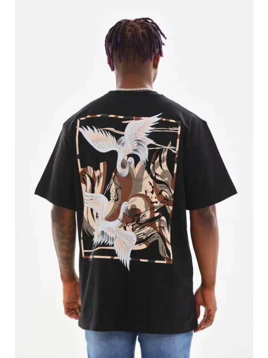 Unisex Baskılı Oversize T-Shirt - Siyah Unisex Baskılı Oversize T-Shirt - Siyah