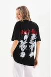 Unisex Baskılı Oversize T-shirt - Siyah