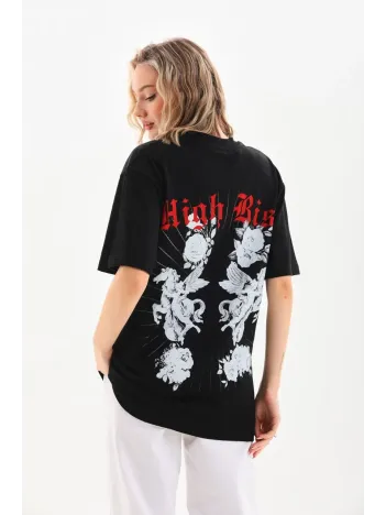 Unisex Baskılı Oversize T-Shirt - Siyah Unisex Baskılı Oversize T-Shirt - Siyah