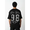 Unisex Baskılı Oversize T-Shirt - Siyah