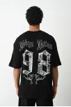 Unisex Baskılı Oversize T-shirt - Siyah