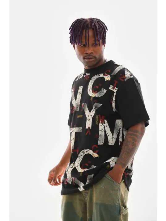 Unisex Baskılı Oversize T-Shirt - Siyah Unisex Baskılı Oversize T-Shirt - Siyah