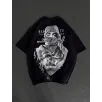 Unisex Baskılı Oversize T-Shirt - Siyah
