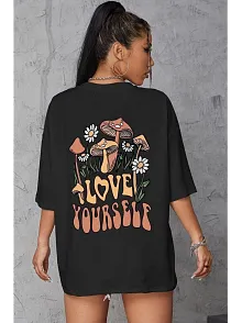 Unisex Baskılı Oversize T-shirt - Siyah