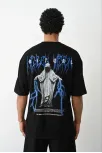 Unisex Baskılı Oversize T-shirt - Siyah