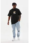 Unisex Baskılı Oversize T-shirt - Siyah