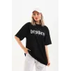 Unisex Baskılı Oversize T-Shirt - Siyah Unisex Baskılı Oversize T-Shirt - Siyah